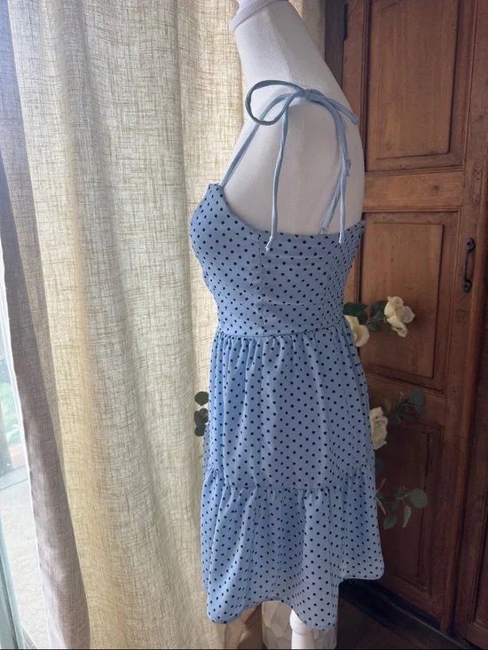 Honey and Rosie Light Blue Polka Dot Dress - Picture 3 of 4